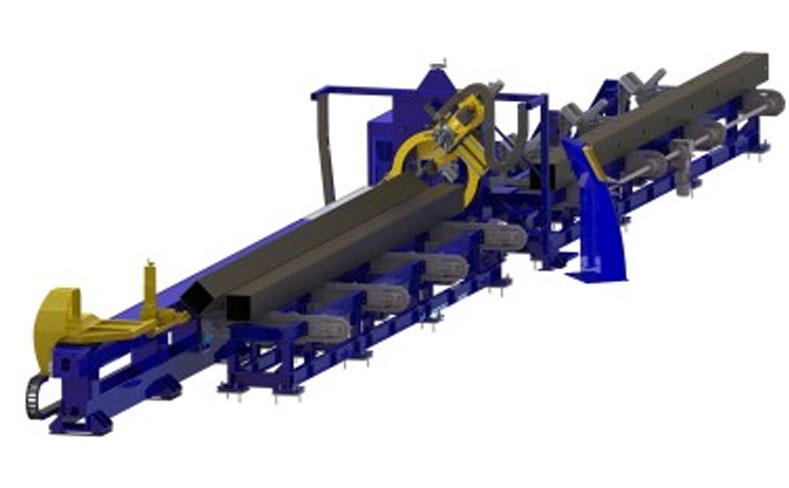 CNC plasma cutter for the thermal drilling and tapping of hollow profiles.